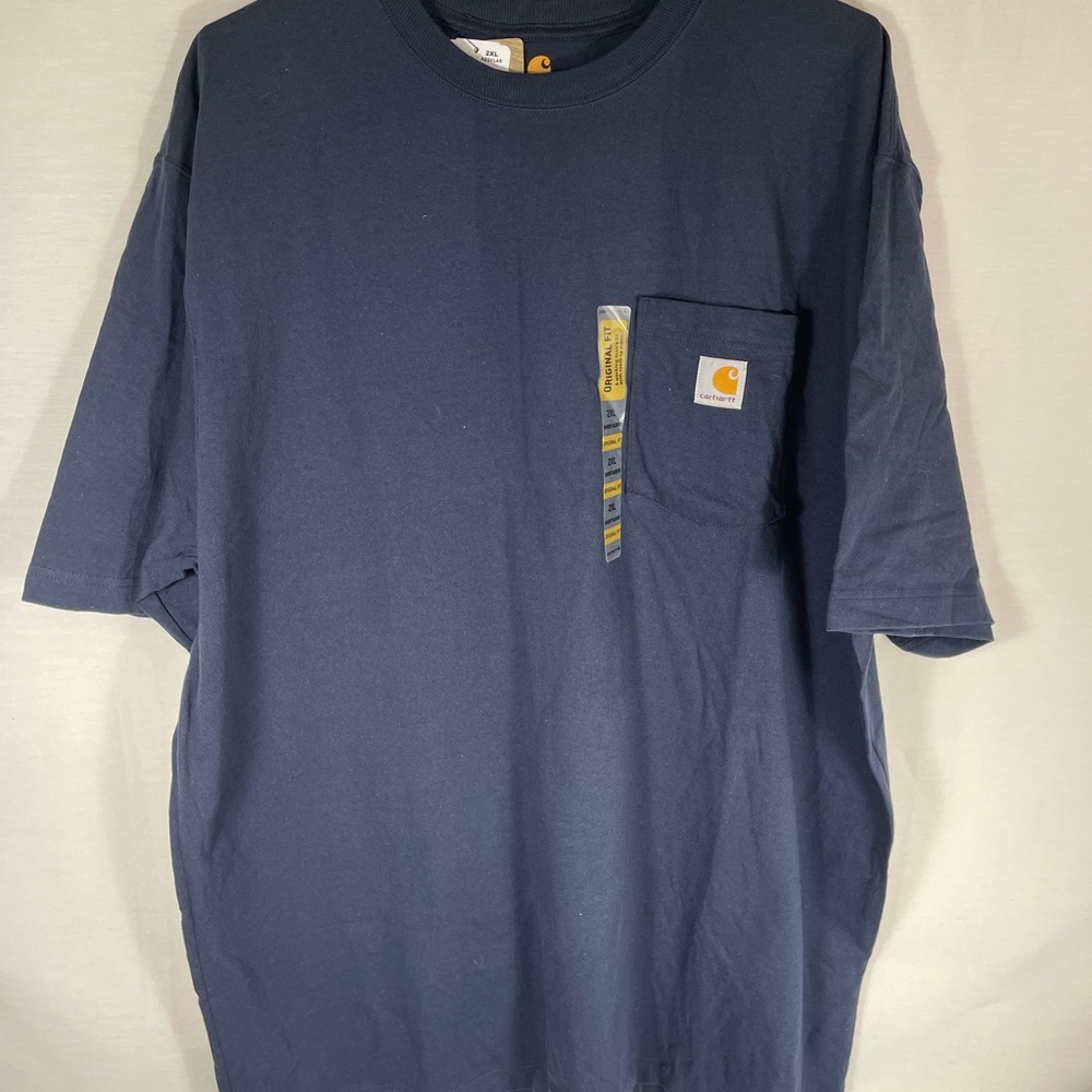 NWT Carhartt K87 Short Sleeve Navy Blue Pocket Tee 2XL Original Fit